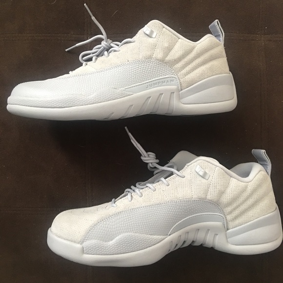 jordan 12 low wolf grey on feet